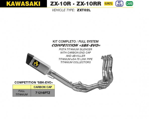 Arrow Competition SBK-EVO Volltitan KAWASAKI ZX-10 R-RR 21-23