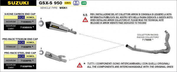 Arrow Pro-Race Edelstah Suzuki GSX-S 1000-GT-GSX-S 950 21-23-GSX-S 1000 GX