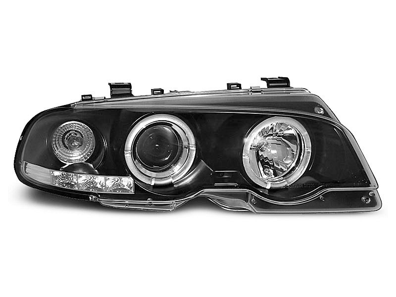 CCFL Angel Eyes Scheinwerfer für BMW 3er E46 Coupe / Cabrio 03-06 schwarz  Set