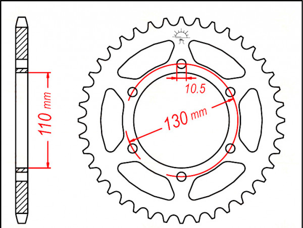Kettenrad Stahl 45 Zähne Teilung 520 schwarz passend für Suzuki