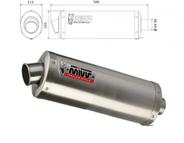 MIVV UNIVERSAL Schalldämpfer rechts OVAL BIG 400 Edelstahl 55mm
