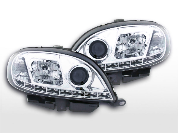 Scheinwerfer Set Daylight LED TFL-Optik Citroen Saxo 00-02 chrom