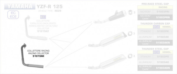 Arrow Racing Krümmer passend für Yamaha YZF-R 125 17-18