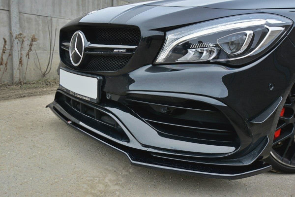 Front Ansatz V.2 Für Mercedes CLA A45 AMG C117 Facelift Schwarz Hochglanz