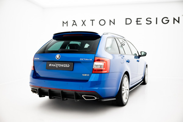 Heck Ansatz Flaps Diffusor Für Skoda Octavia RS Mk3 / Mk3 FL Hatchback / Kombi Schwarz Hochglanz