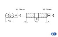FOX Uni-Schalldämpfer oval Edelstahl 173x98mm, Länge 420mm FOX Uni-Schalldämpfer oval Edelstahl 173x98mm, Länge 420mm