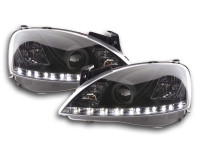 Scheinwerfer Set Daylight LED TFL-Optik passend für Opel Corsa C 01-06 schwarz Scheinwerfer Set Daylight LED TFL-Optik passend für Opel Corsa C 01-06 schwarz