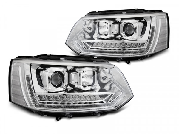 Scheinwerfer Röhrenlicht DRL chrom dynamische Blinker passend für VW T5 2010–2015