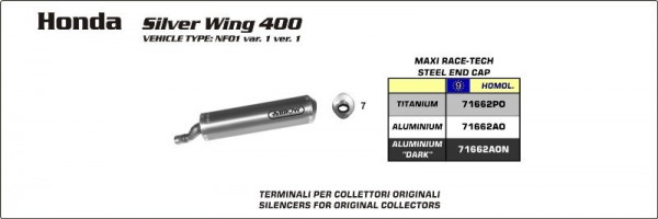Arrow MaXi Race-Tech Approved Titanium Silencer Honda SILVER WING 400 05-09