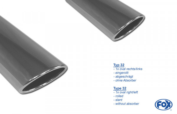 FOX Halbanlage ab Kat passend für Opel Astra J GTC - 115x85 Typ 32 rechts/links