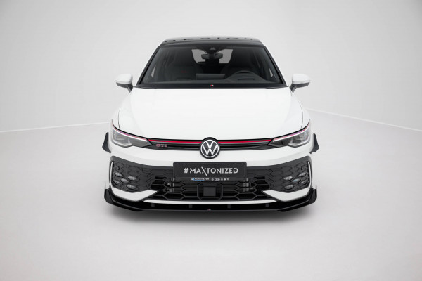 Street Pro Front Ansatz Für +Flaps Für Volkswagen Golf GTI / GTE / R-Line Mk8 Facelift Schwarz Hochg