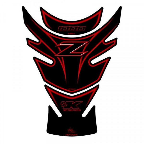 Motografix 3D Gel Tank Pad Protector Black/Red passend für Kawasaki Z 1000