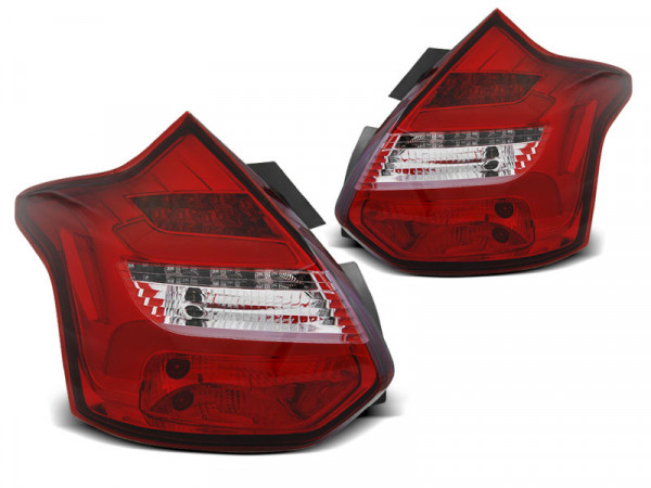 Ford Focus 3 11-10.14 Schrägheck rot weiß LED BAR dynamische Blinker Ind.