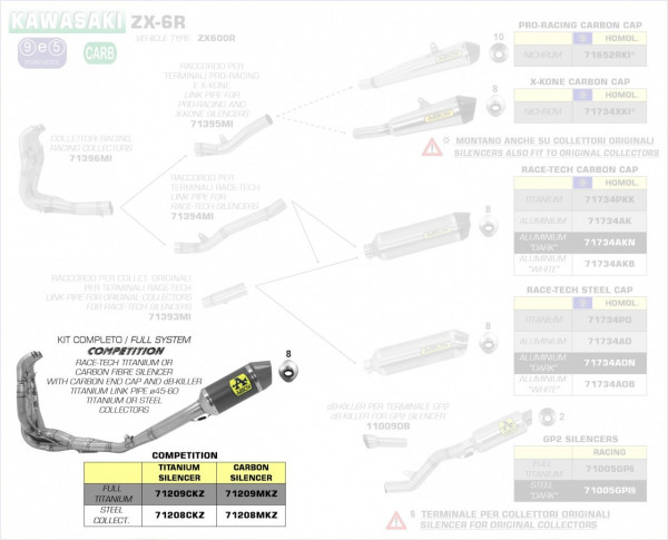 Arrow Komplettanlage Race-Tech Carbon passend für Kawasaki ZX-6R 09-20