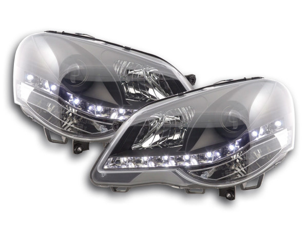 Scheinwerfer Set Daylight LED TFL-Optik VW Polo Typ 9N3 05-09 schwarz für Rechtslenker