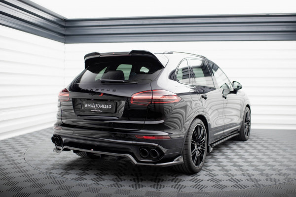 Hinten Splitter (mit Einem Vertikalem Balken) Porsche Cayenne Mk2 Facelift Schwarz Hochglanz