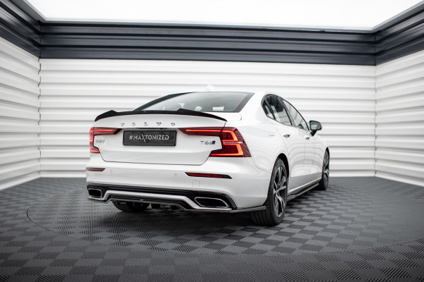 Spoiler CAP Für Volvo S60 R-Design Mk3 Schwarz Hochglanz