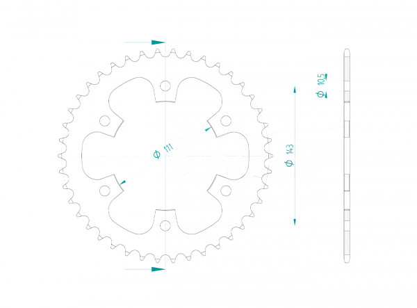 Kettenrad 42 Zähne Teilung 520 für diverse Royal Enfield Modelle