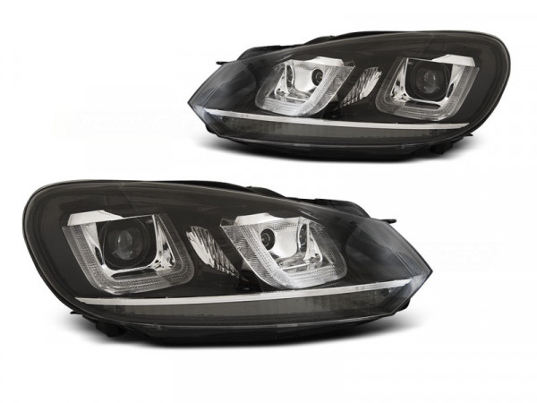 Scheinwerfer U-LED Light DRL schwarz chrom Linie passend für VW Golf 6 08-12