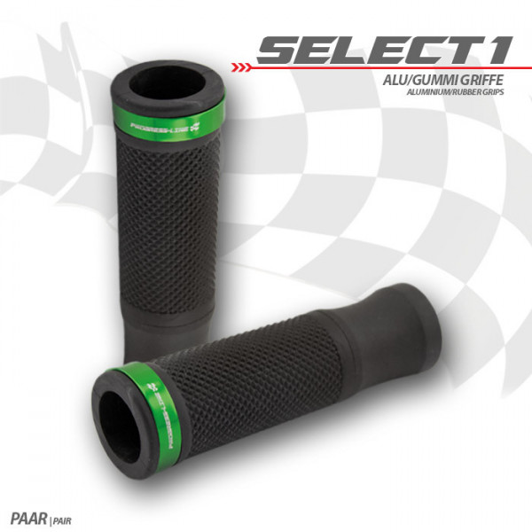 Griffgummiset "Select1" | 7/8"-22mm | schwarz Zierring grün | Länge: 120 mm | offen