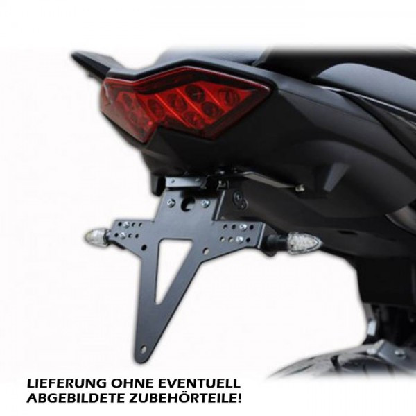 Kennzeichenhalter passend für Kawasaki Versys 650 (10–14) verstellbar schwarz inkl. Reflektorhalter