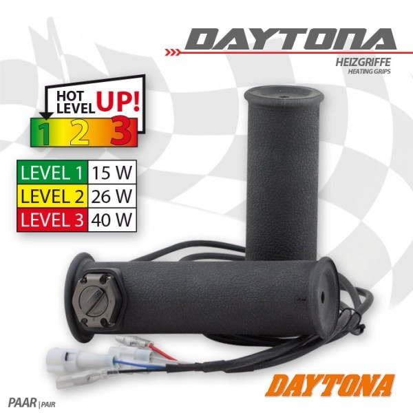 Heizgriffe "Daytona IV" | Motorräder | 1"-25,4 mm L 134 + R 124mm | 3 fach verstellbar | geschlossen