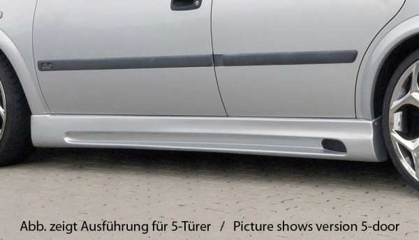 Rieger Seitenschweller rechts matt schwarz für Opel Astra G 3-tür.