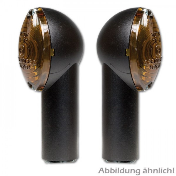 Blinker "Micro" | schwarz | kurz | getönt 12V/21W Halogen | E-geprüft | M10
