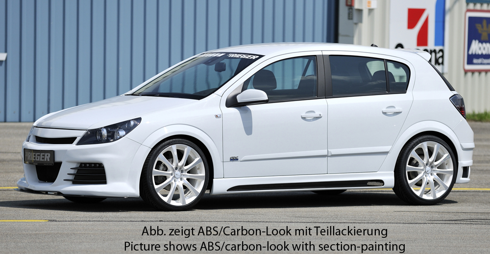 Rieger Seitenschweller links matt schwarz für Opel Astra H Schrägheck  03.04-, Seitenschweller, Aerodynamik, Auto Tuning