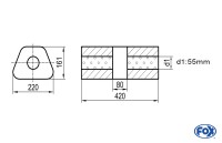 FOX Uni-Schalldämpfer trapez ohne Stutzen mit Kammer – Edelstahl 420mm FOX Uni-Schalldämpfer trapez ohne Stutzen mit Kammer – Edelstahl 420mm