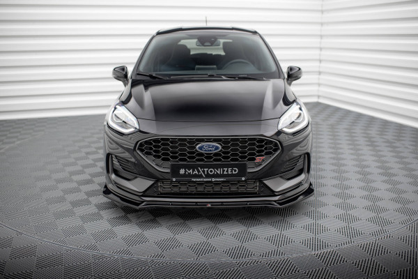 Front Ansatz V.4 Für Ford Fiesta ST / ST-line Mk8 Facelift Schwarz Hochglanz