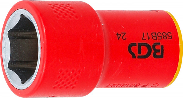 VDE-Steckschlüssel-Einsatz Sechskant | Antrieb Innenvierkant 10 mm (3/8") | SW 17 mm
