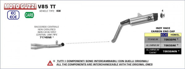 Arrow Indy Race Endschalldämpfer passend für Moto Guzzi V85 TT 19-21