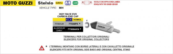ARROW Indy Race EVO Endschalldämpfer passend für Moto Guzzi V100 Mandello & Stelvio 2025