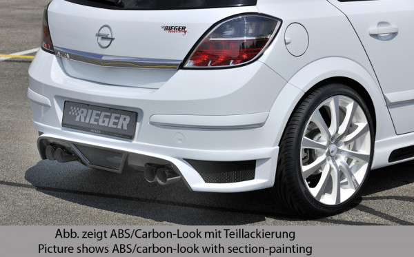 Rieger Heckschürzenansatz carbon look für Opel Astra H Stufenheck 03.04-