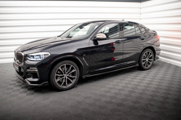 Seitenschweller Ansatz Für V.2 Für BMW X4 M-Paket G02 Schwarz Hochglanz