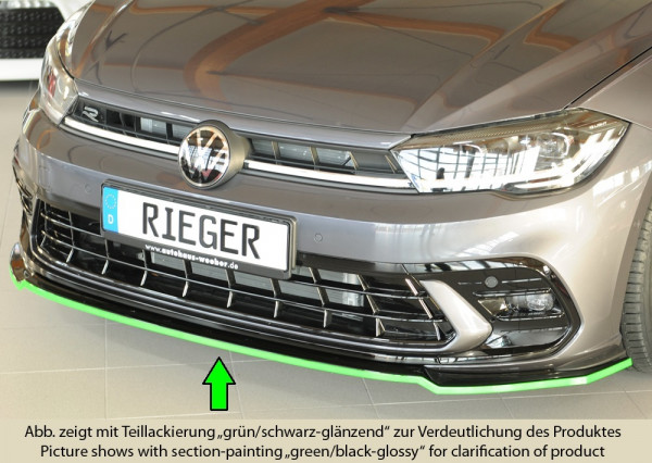 Rieger Spoilerschwert glanz schwarz für VW Polo (AW) R-Line 5-tür. 06.21- (ab Facelift)