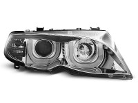 Scheinwerfer Angel Eyes 3D Chrom passend für BMW E46 09/01–03/05 Limousine & Touring Scheinwerfer Angel Eyes 3D Chrom passend für BMW E46 09/01–03/05 Limousine & Touring