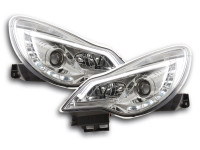 Scheinwerfer Set Daylight LED Tagfahrlicht passend für Opel Corsa D ab 2011 chrom Rechtslenker Scheinwerfer Set Daylight LED Tagfahrlicht passend für Opel Corsa D ab 2011 chrom Rechtslenker