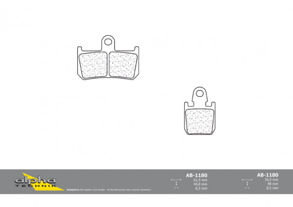 alpha Technik Bremsbelag Racing ohne ABE