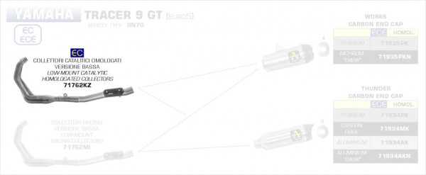 71762KZ-Arrow Krümmer Mit Kat Yamaha Tracer 9 GT ´21-