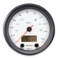 ACEWELL Analog Tacho 210 Km/h mit Digital DZM – Zifferblatt weiß, Gehäuse schwarz ACEWELL Analog Tacho 210 Km/h mit Digital DZM – Zifferblatt weiß, Gehäuse schwarz