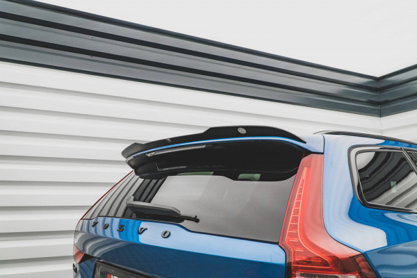 Spoiler CAP Für Volvo V60 R-Design Mk2 Schwarz Hochglanz