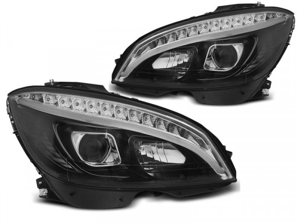 Scheinwerfer Röhrenlicht schwarz passend für Mercedes W204 07-10