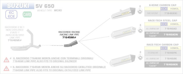 71645MI-Arrow Zwischenrohr Für Endschalldämfer Race-Tech Suzuki SV 650 16-19