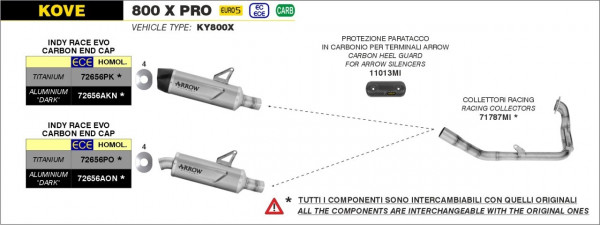 ARROW INDY RACE Aluminium Schwarz KOVE 800X PRO 24-