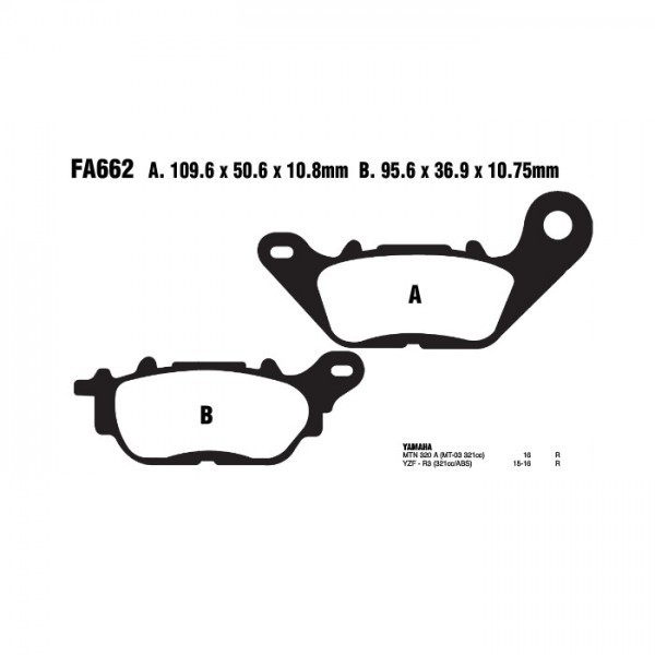 EBC FA662HH Bremsbeläge passend für Yamaha MT-03, X-Max, YZF-R3