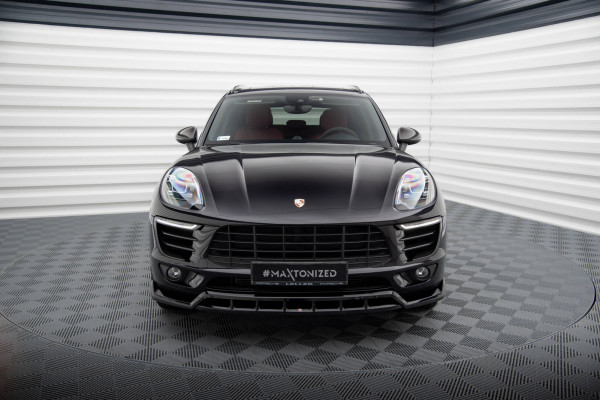 Front Ansatz V.3 Für Porsche Macan Mk1 Schwarz Hochglanz