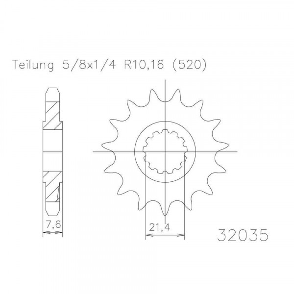 ESJOT Kettenritzel, 16 Zähne