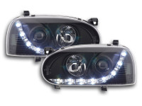 Scheinwerfer Set Daylight LED TFL-Optik passend für VW Golf 3 (91–97) schwarz Scheinwerfer Set Daylight LED TFL-Optik passend für VW Golf 3 (91–97) schwarz
